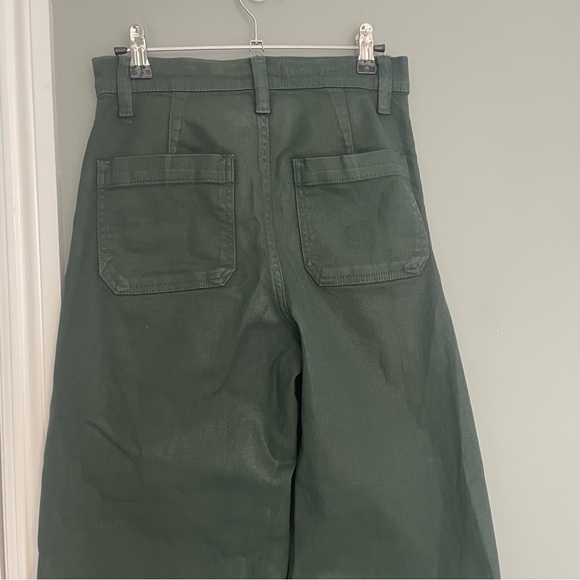 Favorite Daughter "The Mischa" Belize Green Shiny Coated Sheen Wide Leg Pant - Picture 8 of 17